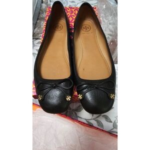 Tory Burch Black Leather Ballet Flats